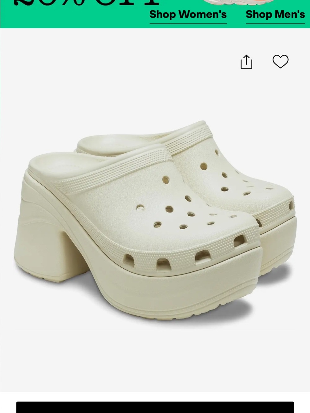 Women’s Crocs Classic Siren Platform Clog wedges heels - Cream Bone 9